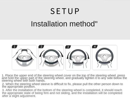 All Seasons Leather Diamond Steering Wheel Cover Universal Fit for 14 .5-15 Inch Durable Leather Cover Anti-Slip Veins Design Beauty World Shop