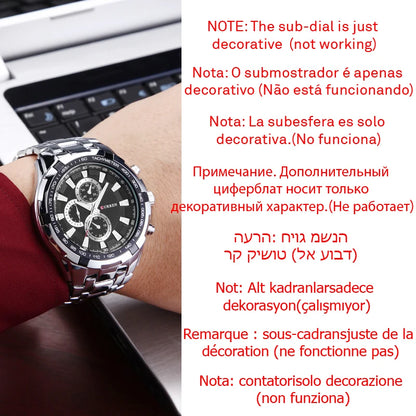 CURREN 8023 Quartz Watch Men Waterproof Sport Military Watches Mens Business Stainless Steel Wristwatch Male Clock reloj hombre Beauty World Shop