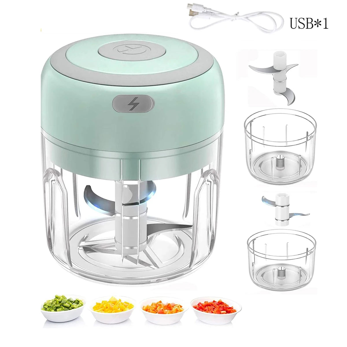 100ml/250ml Electric Mini Garlic Press Chopper - Rechargeable USB Masher with Powerful Lithium Battery, Easy Meat Grinder Beauty World Shop