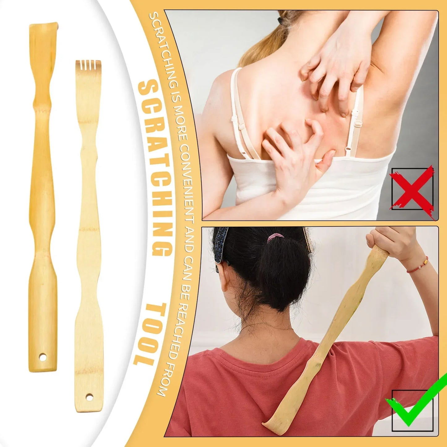Bamboo Back Scratcher Aid Stick Scratching Massage Roller Long Wooden Body Large Stick for Men and Women Back Scratcher Massager Beauty Trend Shop