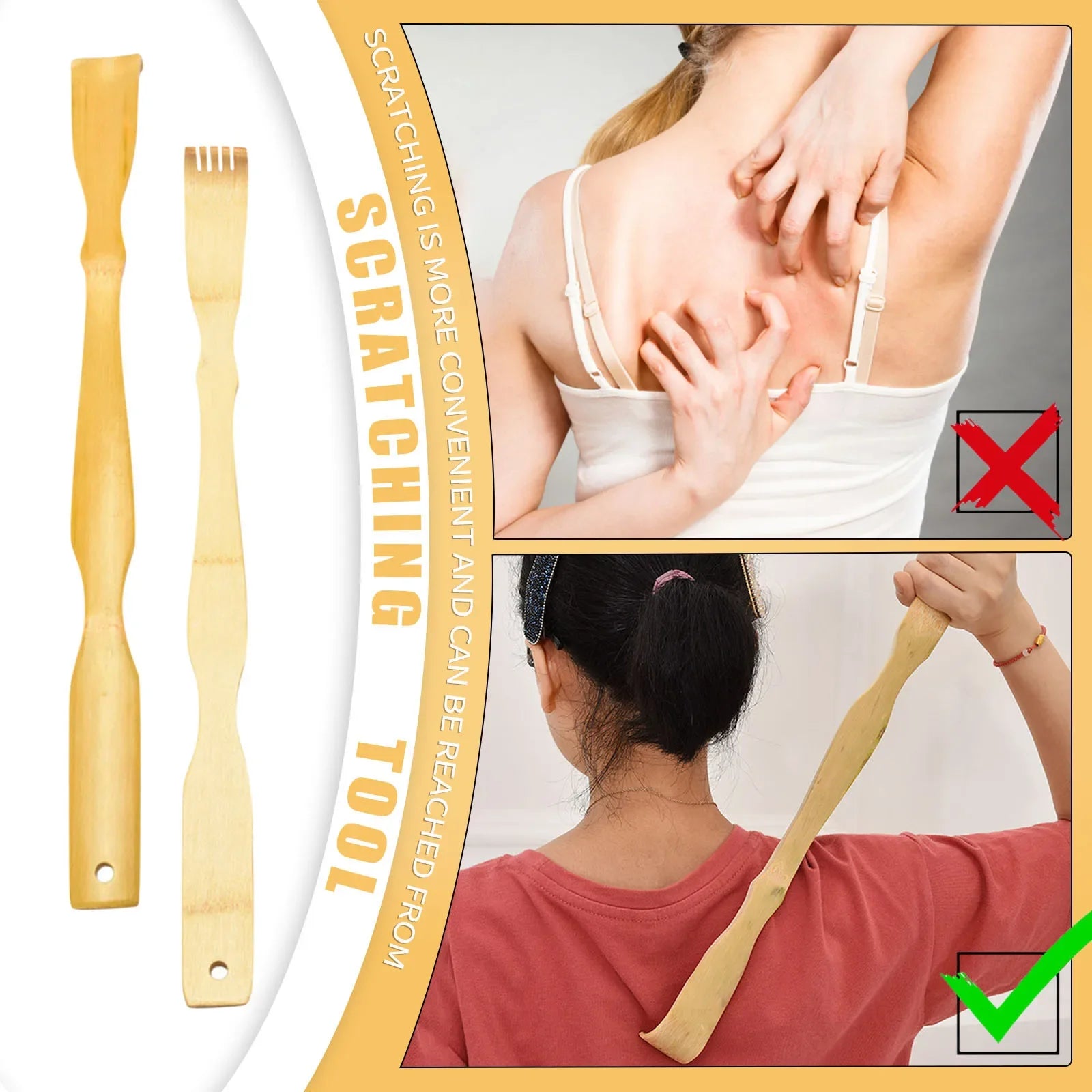 Bamboo Back Scratcher Aid Stick Scratching Massage Roller Long Wooden Body Large Stick for Men and Women Back Scratcher Massager Beauty World Shop