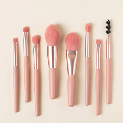 8-Piece Mini Soft and Fluffy Makeup Brush Set, Perfect for Makeup Beginners, Used for Foundation, Blush, and Eyeshadow to Create Beauty World Shop