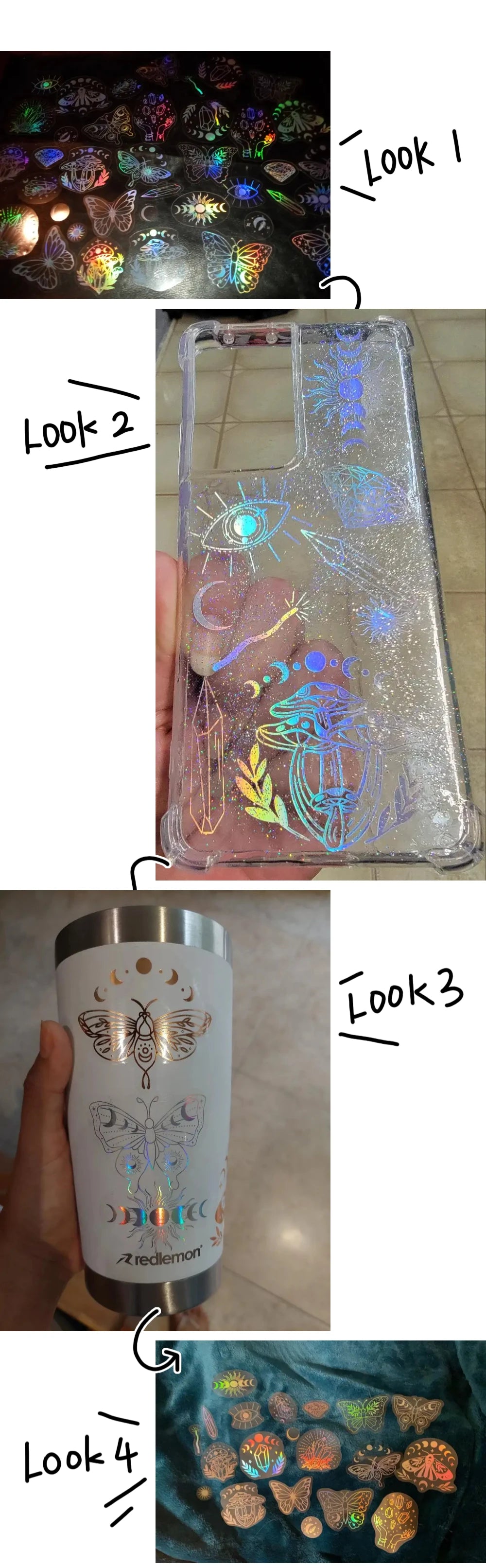 40pcs Holographic Glitter Stickers PET Transparent Shiny Waterproof Decorative Decals For Water Bottles Scrapbooking Laptop Beauty World Shop