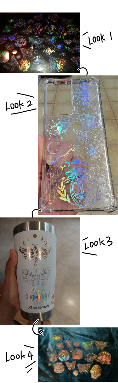 40pcs Holographic Glitter Stickers PET Transparent Shiny Waterproof Decorative Decals For Water Bottles Scrapbooking Laptop Beauty World Shop