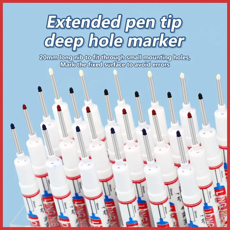 4Pcs/Set 20mm Deep Hole Long Nib Head Markers For Metal Perforating Pen Waterproof Bathroom Woodworking Decoration Multi-Purpose Beauty World Shop