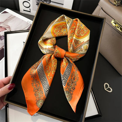 2025 New Fashion Luxury Printed Square Shawl Women 70x70cm Pashmina Silk Scarf Neck Headband Bandana Beauty World Shop