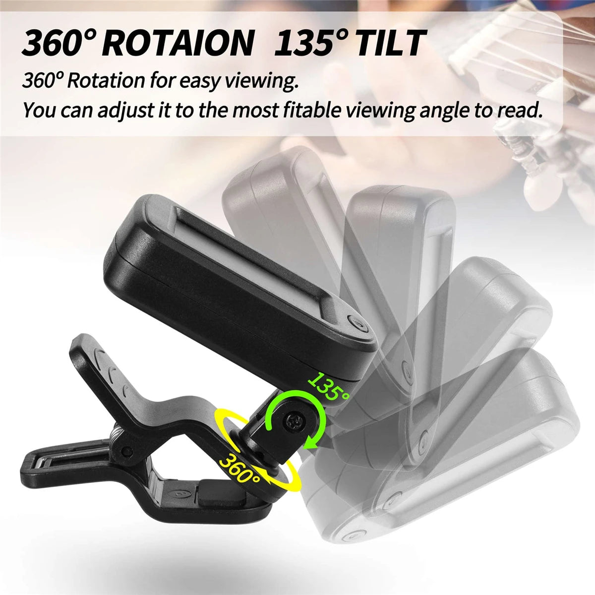Guitar Tuner For All Instruments Clip on Electronic Tuner for Guitar Bass Ukulele Violin Mandolin Banjo Beauty World Shop