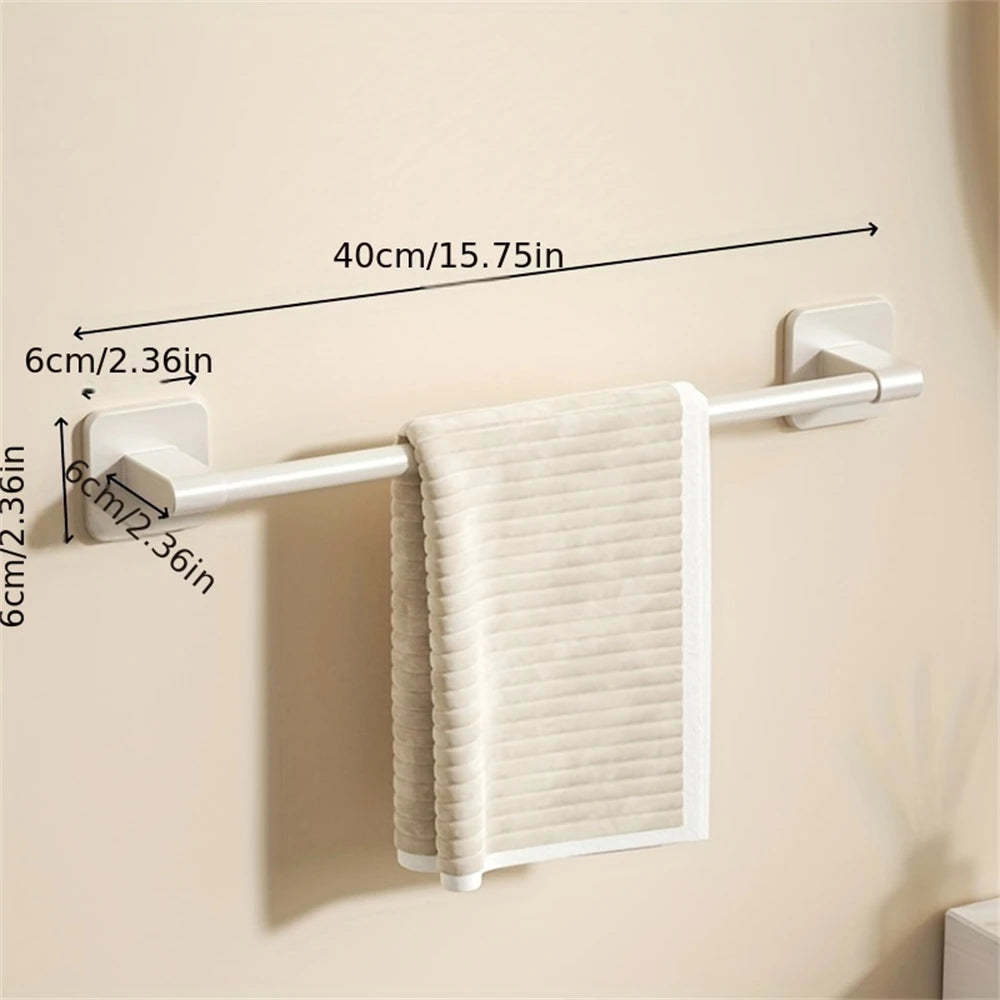 1 Piece Of Bathroom Facilities White Non-Perforated Wall-Mounted Bathroom Towel Bar Size 40-60cm Storage Rack Towel Rack Beauty World Shop