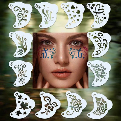 16Pcs Reusable Face Paint Stencils, DIY Body Art & Eyebrow Templates for Kids, Washable & Safe for Parties and Crafts Beauty World Shop