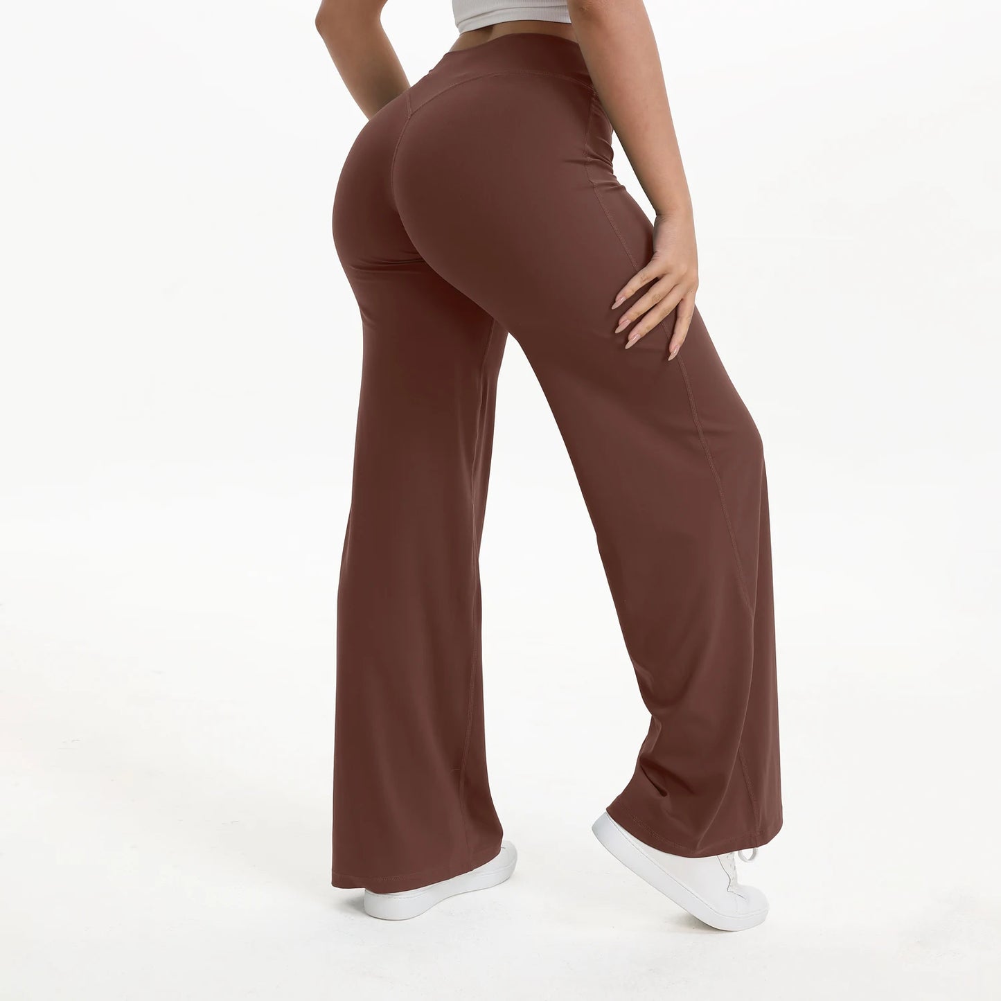 NCLAGEN SoftMotion Straight Leg Bottoms Women's Mid-Waist Yoga Pants GYM Leggings Naked Feel Pilates Running Sports Trousers Beauty World Shop