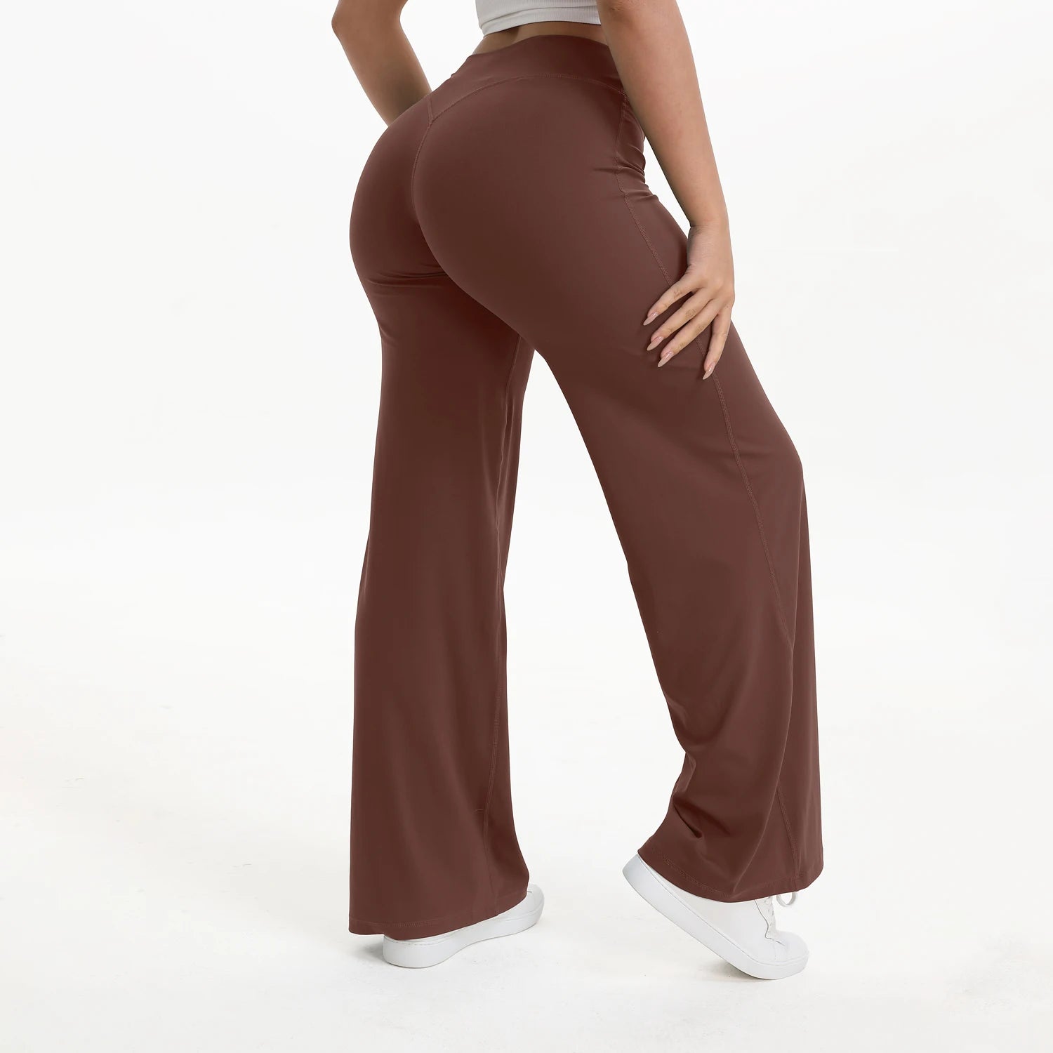NCLAGEN SoftMotion Straight Leg Bottoms Women's Mid-Waist Yoga Pants GYM Leggings Naked Feel Pilates Running Sports Trousers Beauty World Shop