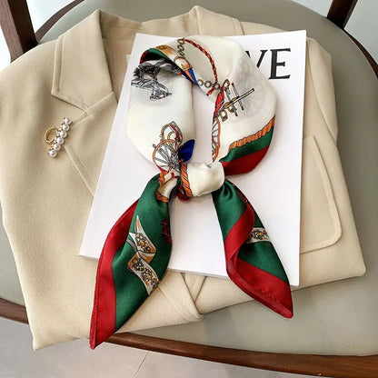 Luxury Print imitation Silk Square Scarf Women Spring Neck Tie Shawl Wraps Female Hair Hand Wrist Headkercheif Hijab Bandana Beauty World Shop