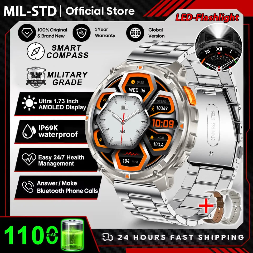 2026 New T-Rex3 Pro GPS Tracker 1100mAh Smartwatch Men 120-Day Standby Clock Rugged Outdoor Sport 10ATM Waterproof Call Watches Beauty World Shop