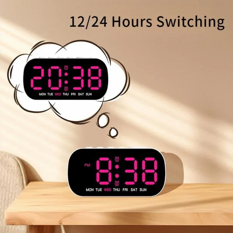 Digital Alarm Clock USB Powered Temperature Date Week Dual Alarm Night Mode Snooze Clock 5 Levels of Brightness 12/24H LED Clock Beauty World Shop