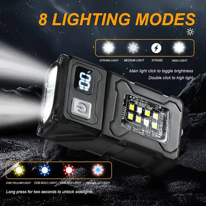 MINI USB Rechargeable LED Flashlight Portable Tail magnet flashlight Super Bright Camping Lantern Side COB emergency light Beauty World Shop