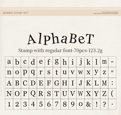 Journal GO 70pcs/set Wooden Rubber Alphabet Letter Number Stamp Set for Card Collage Junk Journal Scrapbooking DIY Standard Seal Beauty World Shop