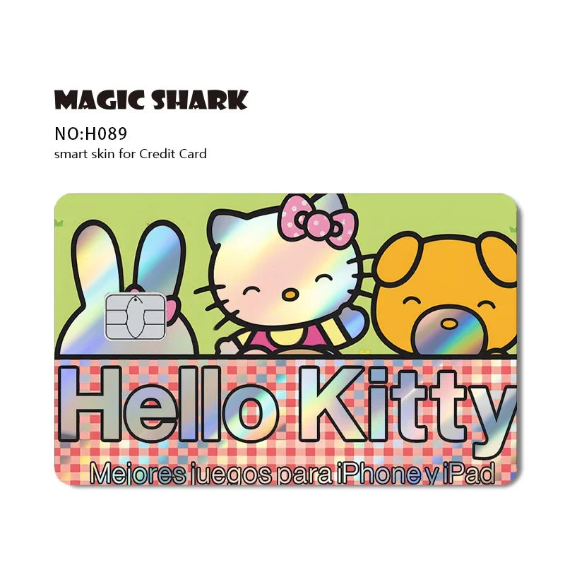Hot Sale Hello Kitty Kuromi Holographic Laser Shinny Film Skin Cover Sticker for Debit Credit Card Bank Card Beauty World Shop