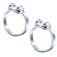2Pcs Silver Single
