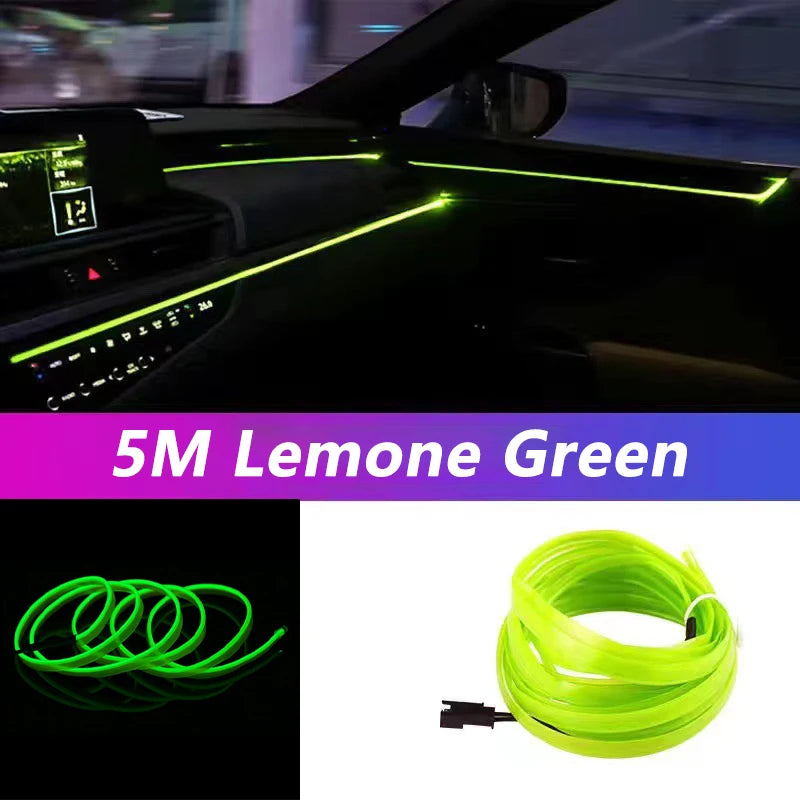 5M Car Interior Led Strip Light Neon EL Wiring Decorative Lamp For Auto DIY Flexible Ambient Light USB Party Atmosphere Diode Beauty World Shop