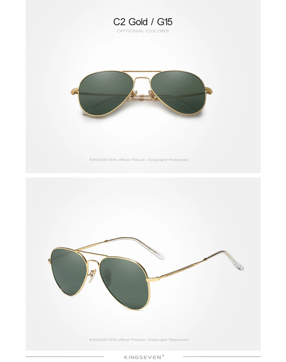 KINGSEVEN Pilot Alloy Sunglasses Polarization UV400 Anti-reflection Full Frame Parsnip Glasses Women Retro Luxury Eyewear Beauty World Shop