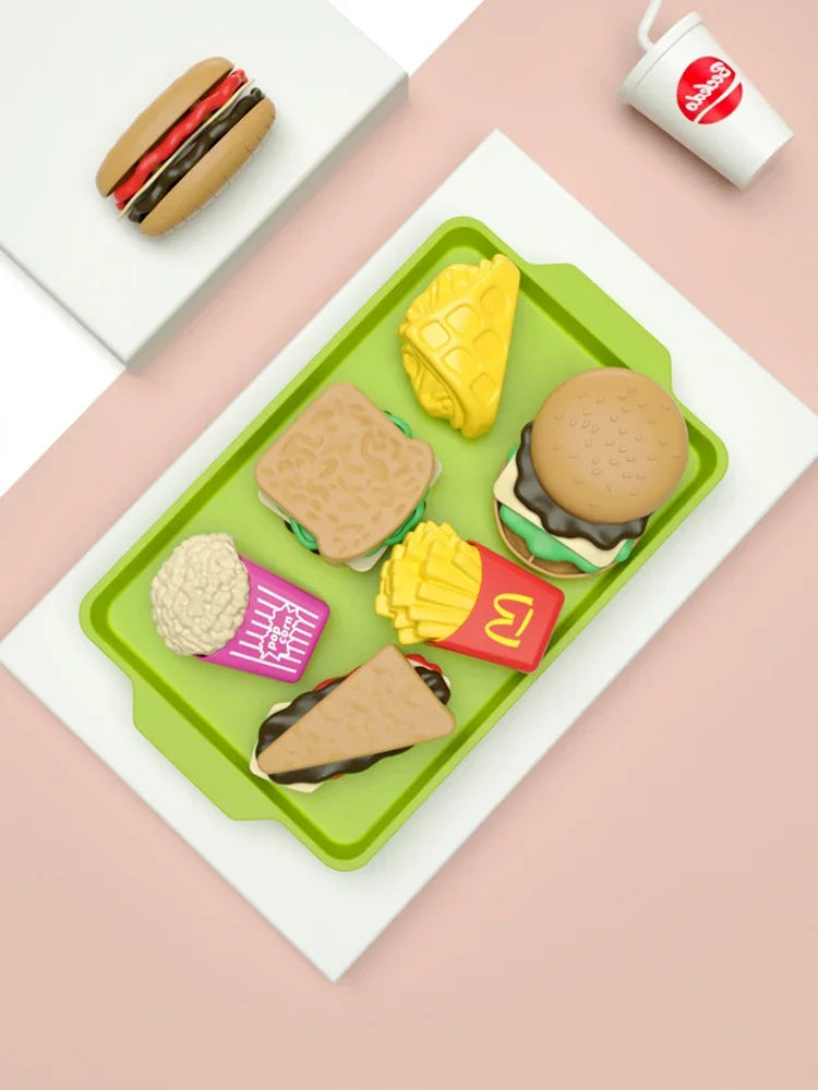 9 PCS Set Detachable Plastic Snack Hamburger Pretend Toy Kids Kitchen Play House Food Toy Beauty World Shop