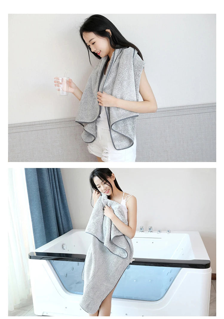 1PCS Thickened Bath Towels for The Body Microfiber Towel for Gym Sports Shower Robe for Spa Beath Home Beauty World Shop