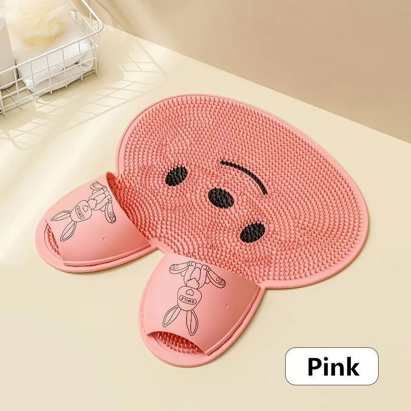 1pc，Rabbit Bathroom Shower Anti Slip Mat, Circular Massage Foot Mat, Back Suction Cup,Foot Scrubber, Back Scrubber Beauty World Shop