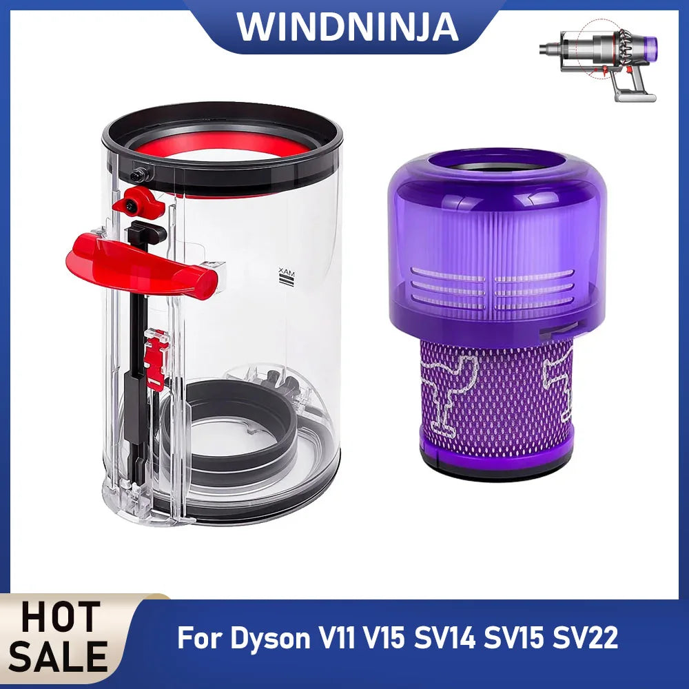 Dust Bin Canister and Hepa Filter Kit For Dyson V11 V15 SV14 SV15 SV22 Vacuum Cleaner Dust Bucket Rear Filter Parts Replacement Beauty World Shop