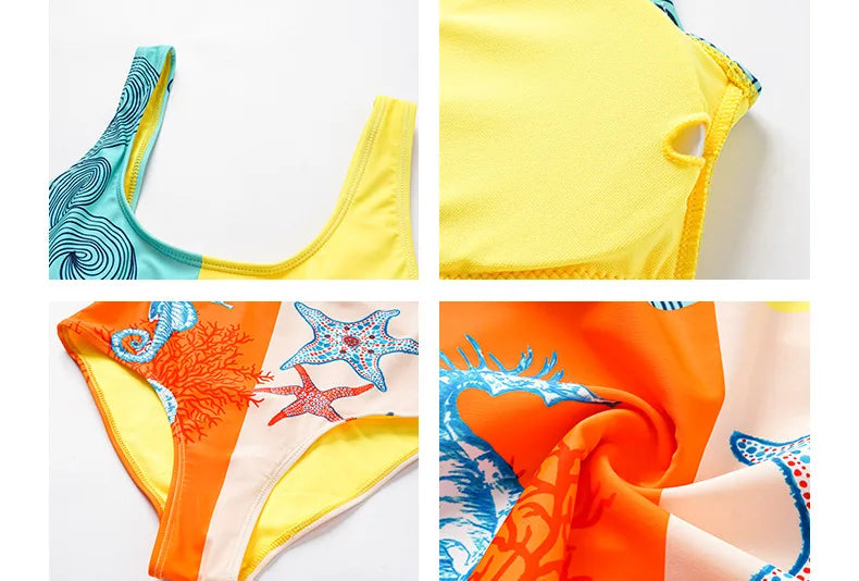 2026 New Printed One-piece Swimsuit Classic Printed Lace Up Swimsuit Women's Push Up Flower One-piece Suit Beach Wear For Female Beauty World Shop
