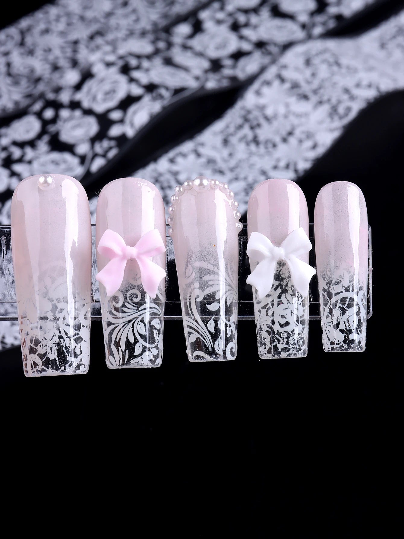 10 Sheets Lace Nail Foil White & Black Nail Stickers Design Transfer Foils Starry Sky Paper Nail Art Foil Decals for Nails Salon Beauty World Shop