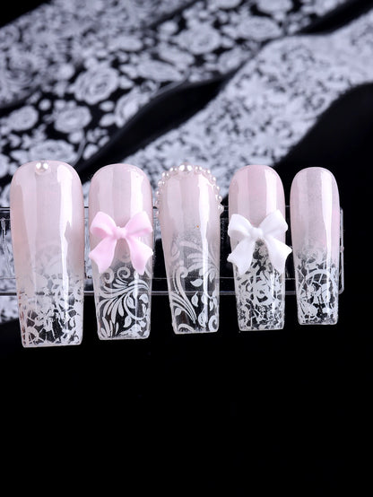10 Sheets Lace Nail Foil White & Black Nail Stickers Design Transfer Foils Starry Sky Paper Nail Art Foil Decals for Nails Salon Beauty World Shop