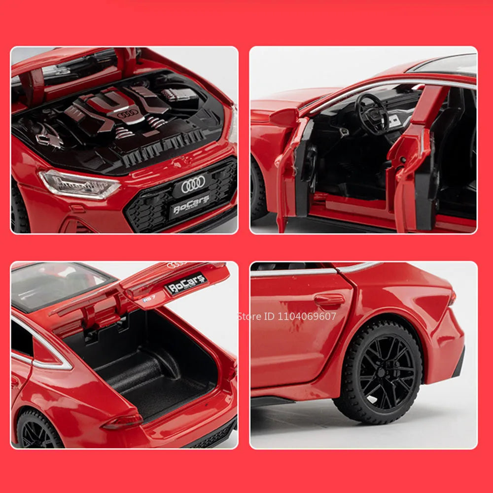 1:32 Audi RS7 Sportback Model Toy Cars Alloy Diecast 6 Doors Opened with Pull Back Rubber Tires Ornament Vehicle Toys Gifts Beauty World Shop
