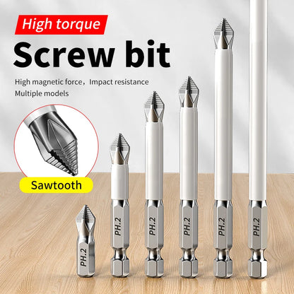 6 PCs Non-Slip Magnetic Cross Head Household Electric Driver Screw Set - High Hardness Hand Drill Bits for Electric Screwdrivers Beauty World Shop