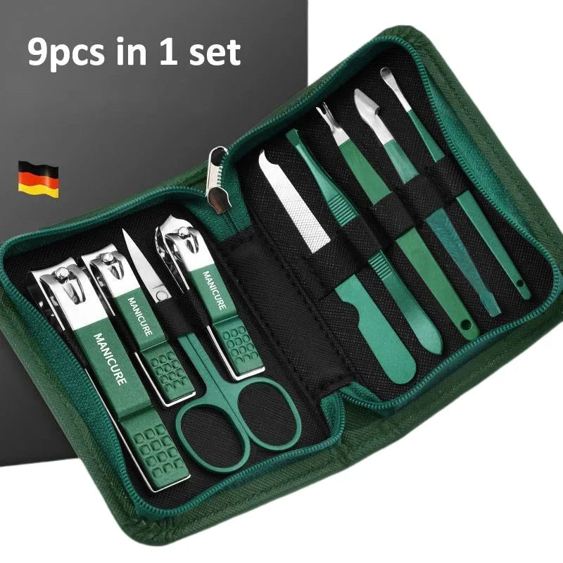 6-9 Pcs Manicure Set With Leather Case Professional Foot And Face Care Tool Kits Stainless Steel Nail Clipper Sets Gift Beauty Fashion