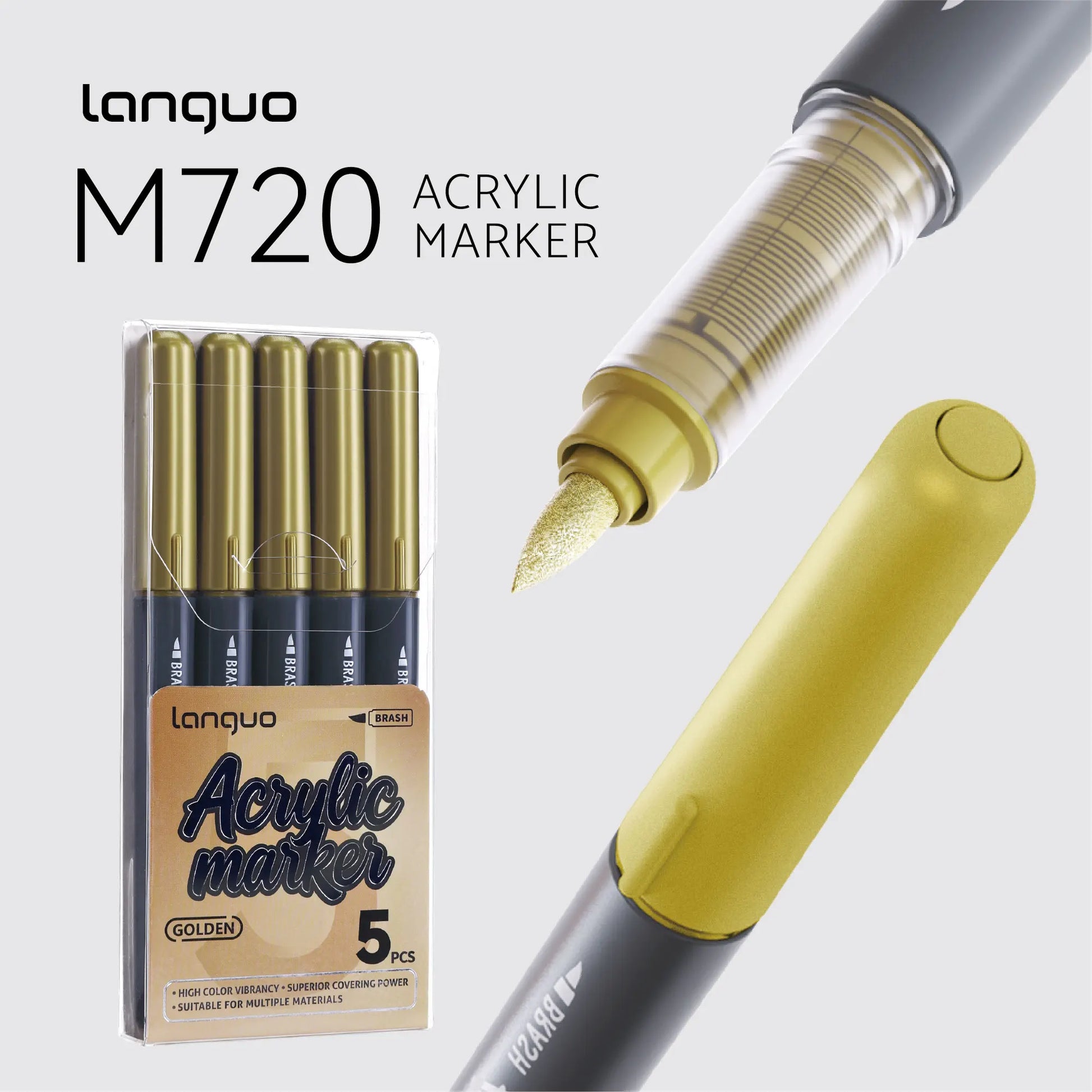 Languo 9pcs/box Soft Brush Acrylic Marker Pen Set，DIY Hand Drawn,Paint Art Markers pens,Student Graffiti Acrylic Paint Pens,M720 Beauty World Shop