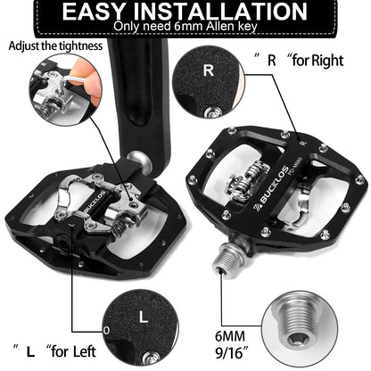 BUCKLOS Mountain Bike Pedals 3 Sealed Bearing PD-M680 Dual Clipless Flat & Lock Pedal Aluminum Cycling Pedals Fit Shimano SPD Beauty World Shop