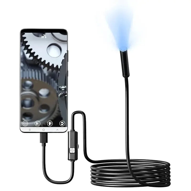 7.0MM TYPE-C Endoscope Camera IP67 Waterproof 6 LEDs Adjustable USB Android Flexible Inspection Borescope Cameras for Phone PC Beauty World Shop