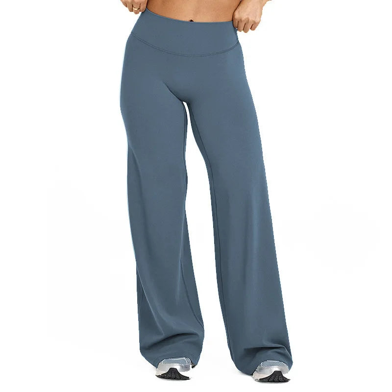 NCLAGEN SoftMotion Straight Leg Bottoms Women's Mid-Waist Yoga Pants GYM Leggings Naked Feel Pilates Running Sports Trousers Beauty World Shop