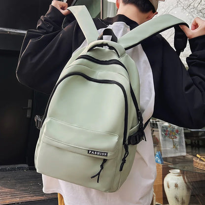 Large Capacity Solid Color Student Backpack Junior and High School Simple Black Travel Backpack Beauty World Shop