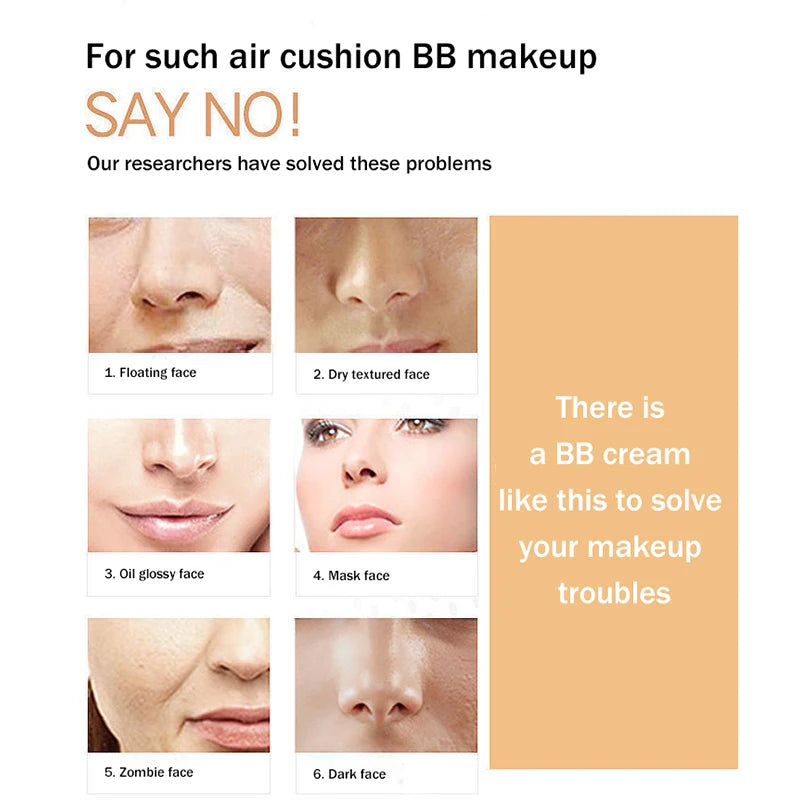 Air Cushion BB Cream Moisturizing Foundation Concealer Whitening Oil-control Waterproof Butterfly Powder Puff  Makeup Cosmetics Beauty World Shop
