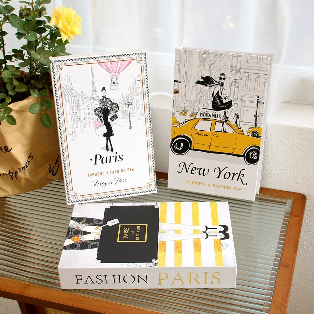 3Pcs Foldable Fashion Fake Books Living Room Decoration Designer Books Coffee Table Ornaments Club Hotel Room Villa Prop Books Beauty World Shop