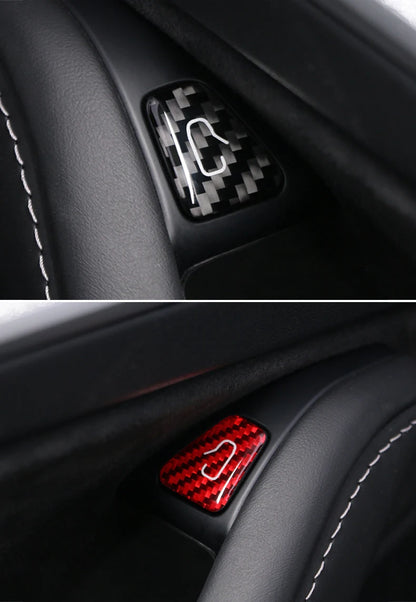 For Tesla Model Y 2019-2025 Juniper Model 3 Highland 2024 Carbon Fiber Car Interior Door Switch Button Trim Stickers Accessories Beauty World Shop