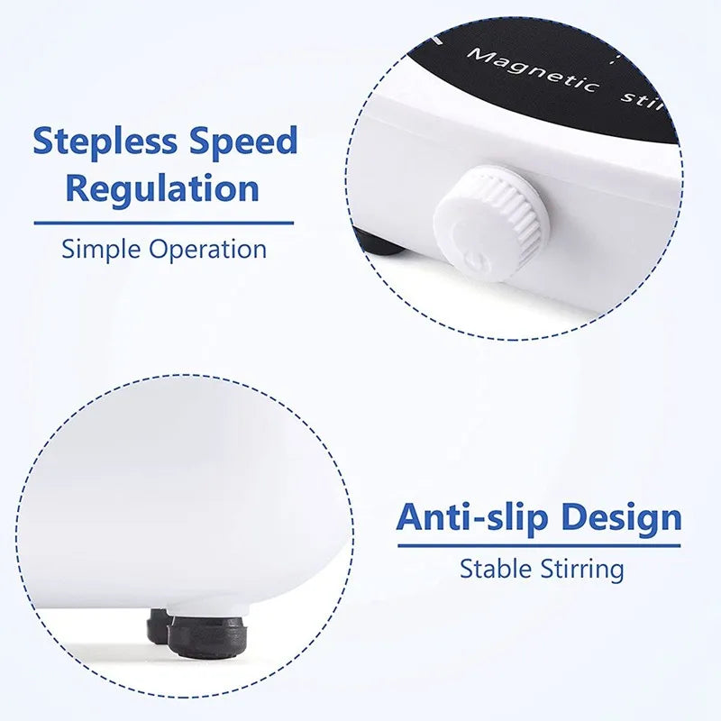 Magnetic Stirrer Mini Lab Stir Mixer Portable Stirrer Plate with Stir Bar 2L 4000RPM for Laboratory (EU/US/UK Plug ) Beauty World Shop