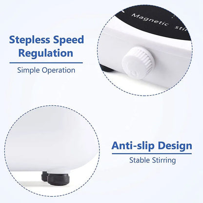 Magnetic Stirrer Mini Lab Stir Mixer Portable Stirrer Plate with Stir Bar 2L 4000RPM for Laboratory (EU/US/UK Plug ) Beauty World Shop