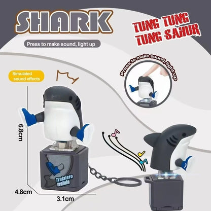 New Tralalero Tralala Tungtungtung Wooden Stick Man Button Keychain with Luminous Pendant - Anime Peripheral Decor Gift Toys Beauty World Shop
