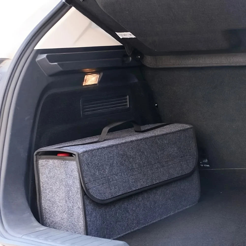 Gray Anti Slip Compartment Boot Storage Organizer Tool Car Storage Bag Car Trunk Organizer Soft Felt Storage Box Car Accessories Beauty World Shop