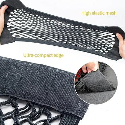 Car Storage Net Stretchable Mesh Pocket Net Magic Elastic Sticker Universal Rear Mesh Trunk Seat Bag Pocket Cage Auto Organizer Beauty World Shop