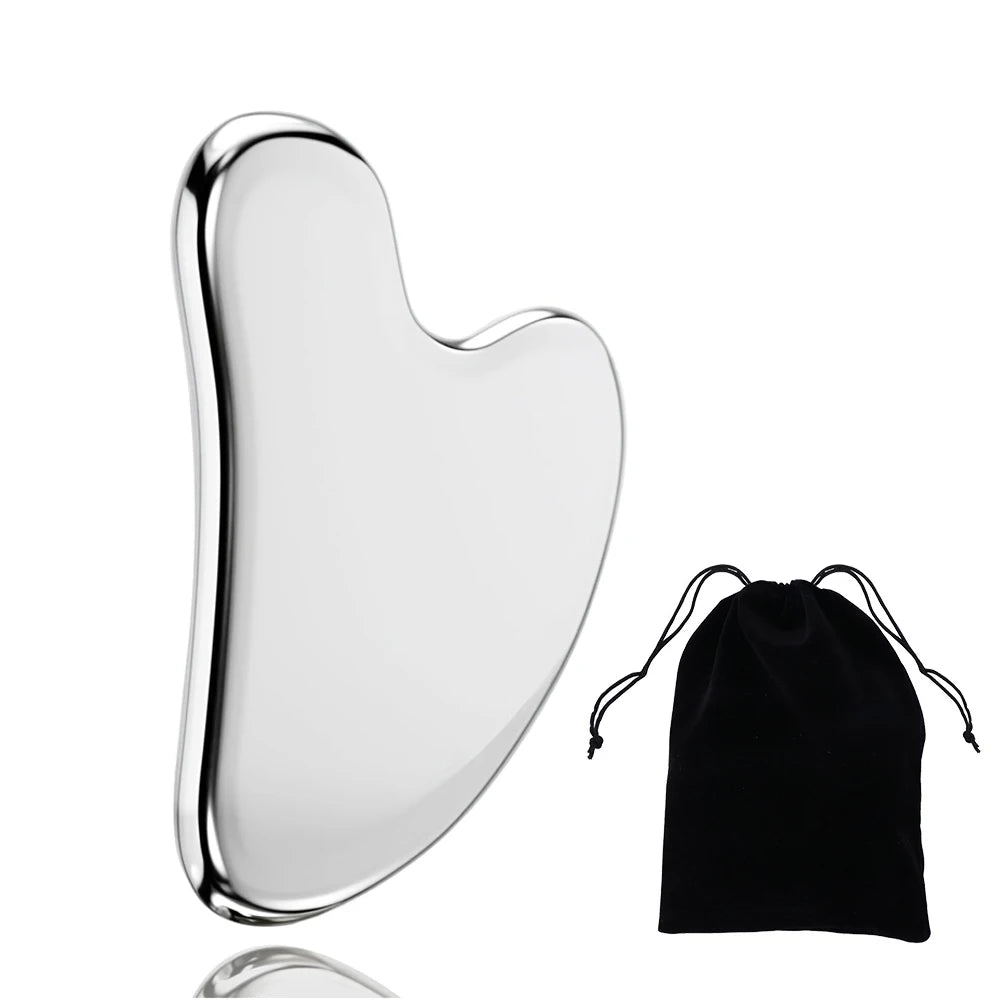 1pc Gua Sha Board Beauty Skin Care Facial Tool Stainless Steel GuaSha Massage Tool Natural Universal Facial Silver Metal Beauty World Shop