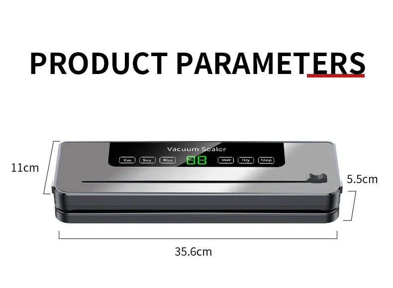 Electric Vacuum Sealer Food Storage Seal Touch Button Dry/Wet Built-in Cutter Kitchen Food Sealing Vacuum Packaging Machine Beauty World Shop