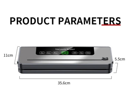 Electric Vacuum Sealer Food Storage Seal Touch Button Dry/Wet Built-in Cutter Kitchen Food Sealing Vacuum Packaging Machine Beauty World Shop
